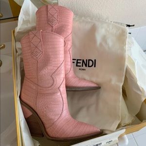 Fendi pink croc boots